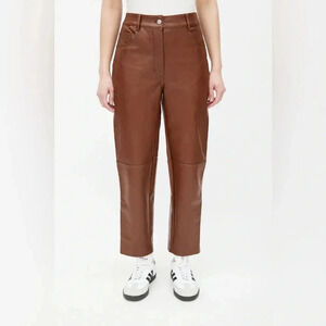 Aritzia Wilfred Free Oracle Pants High Rise faux Leather straight balloon leg